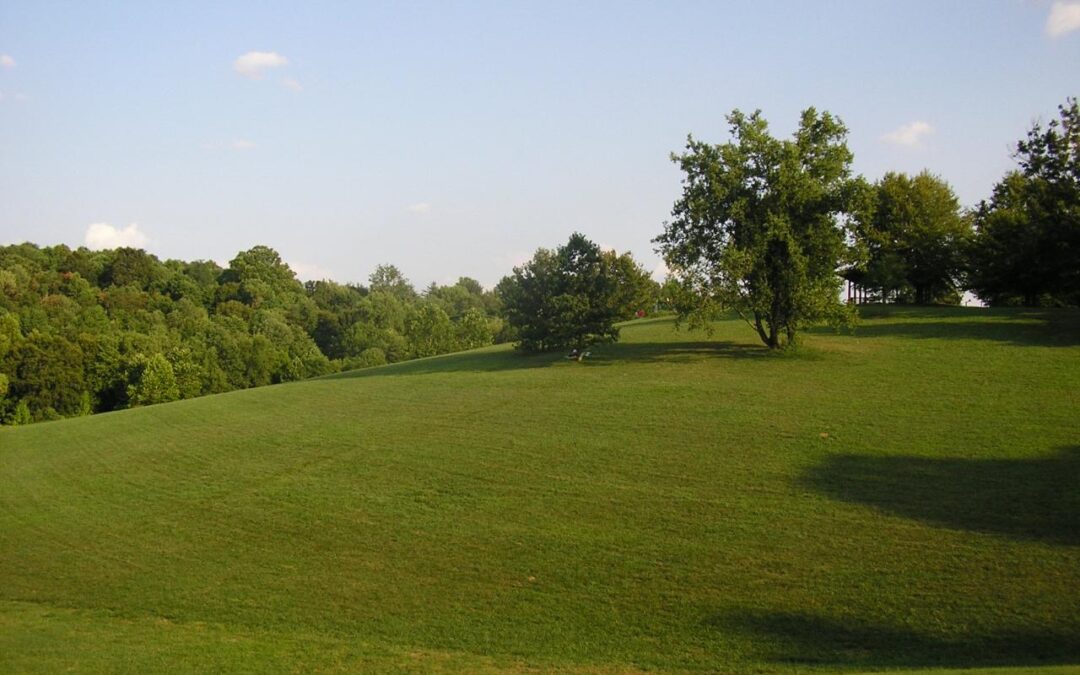 Cherokee Park Louisville Kentucky showing the Olmsted-designed rolling landscape forming the eastern boundary of the Highlands neighborhood